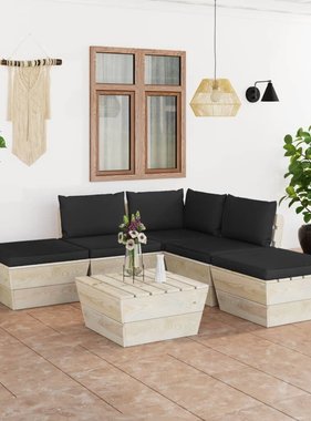 VidaXL 6-delige Loungeset met kussens pallet vurenhout