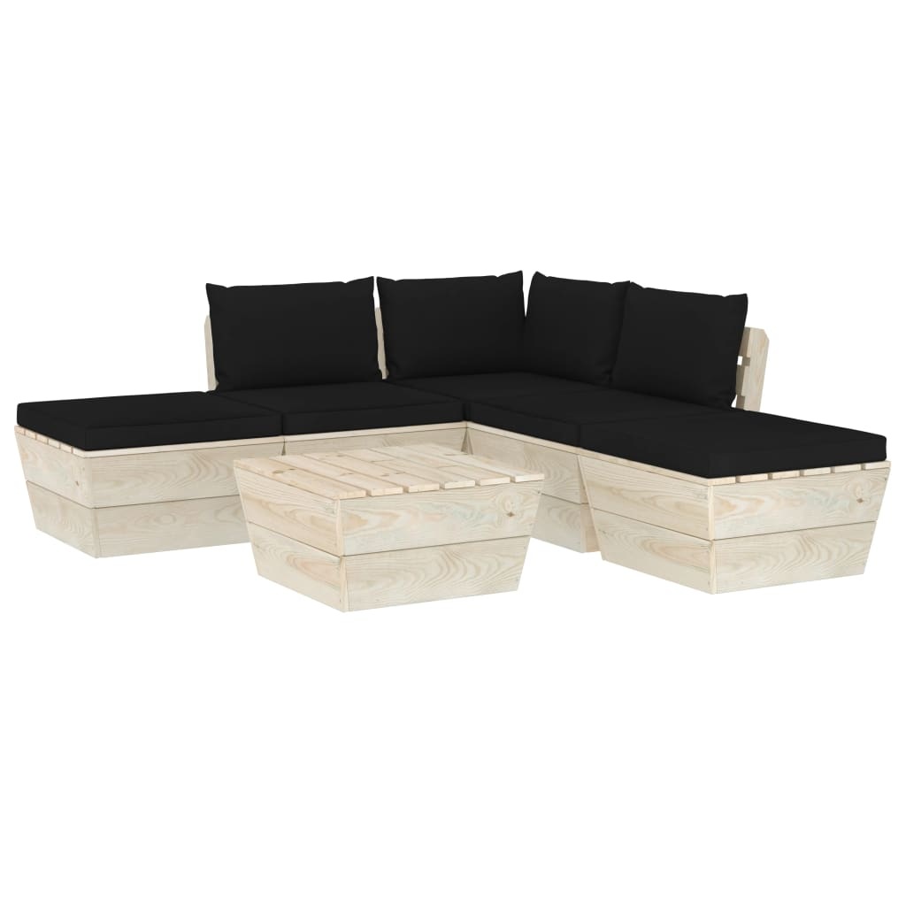 vidaXL 6-delige Loungeset met kussens pallet vurenhout