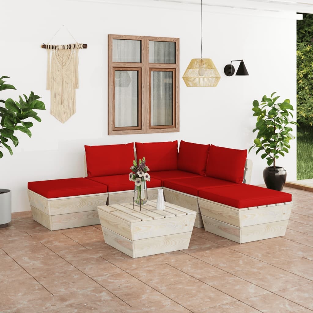 VidaXL 6-delige Loungeset met kussens pallet vurenhout