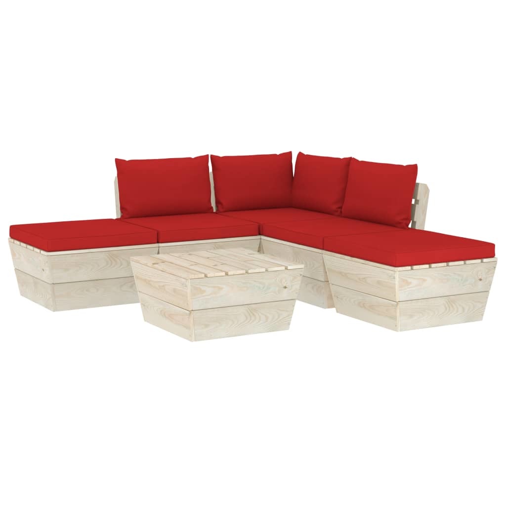 vidaXL 6-delige Loungeset met kussens pallet vurenhout