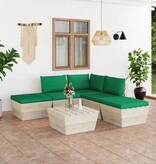 vidaXL 6-delige Loungeset met kussens pallet vurenhout