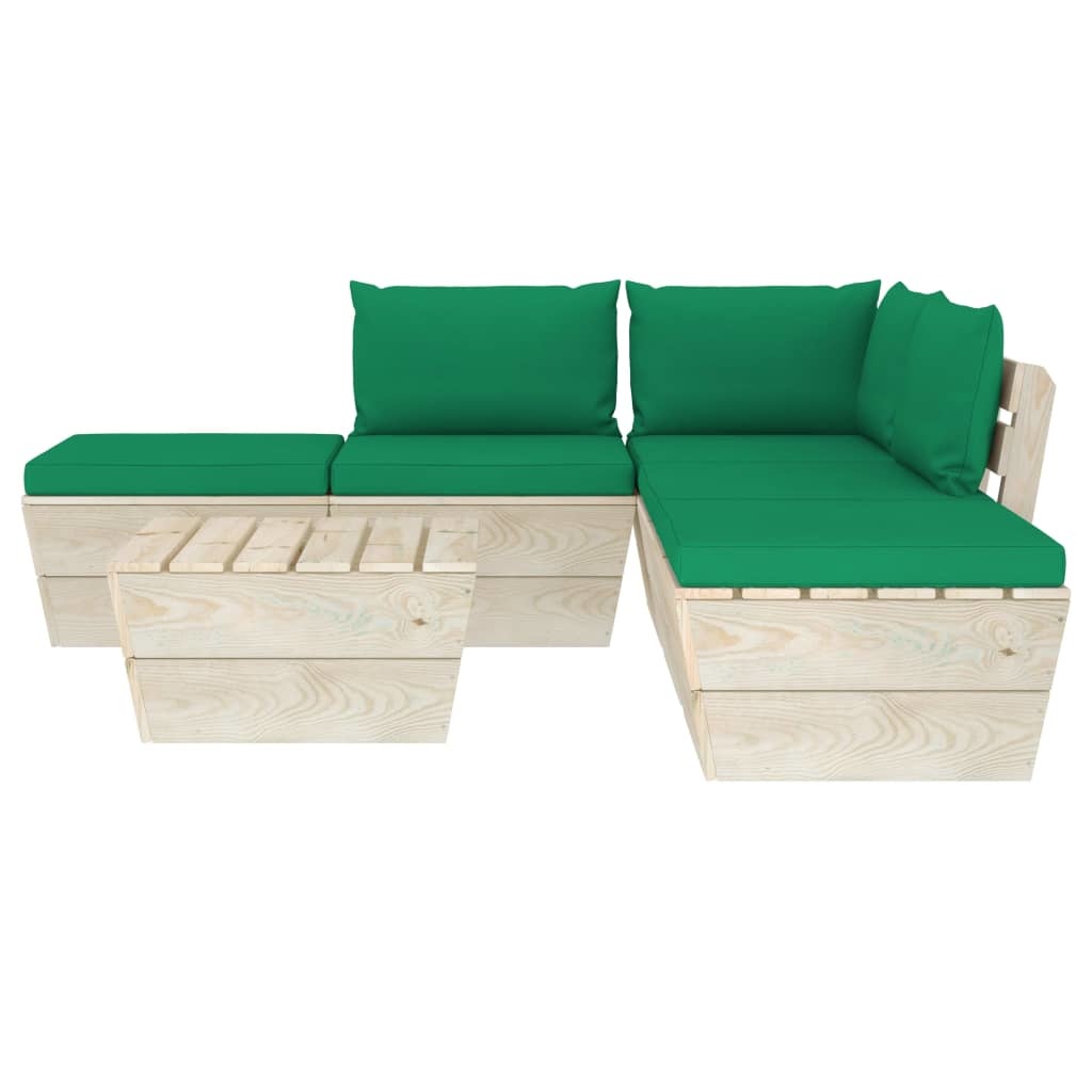 VidaXL 6-delige Loungeset met kussens pallet vurenhout