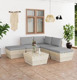 vidaXL 6-delige Loungeset met kussens pallet vurenhout