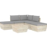 vidaXL 6-delige Loungeset met kussens pallet vurenhout