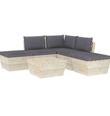 vidaXL 6-delige Loungeset met kussens pallet vurenhout