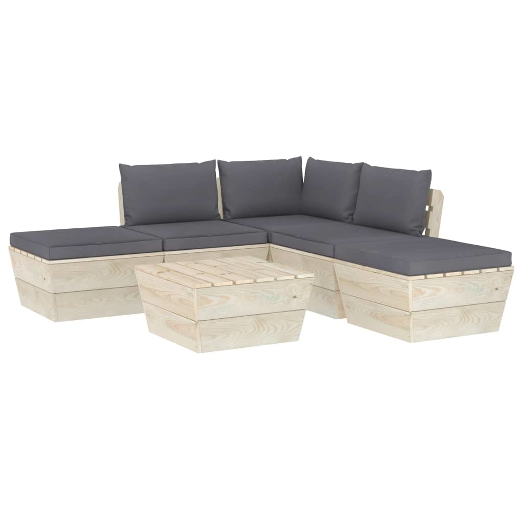 VidaXL 6-delige Loungeset met kussens pallet vurenhout