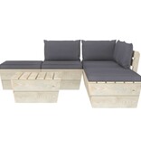 vidaXL 6-delige Loungeset met kussens pallet vurenhout