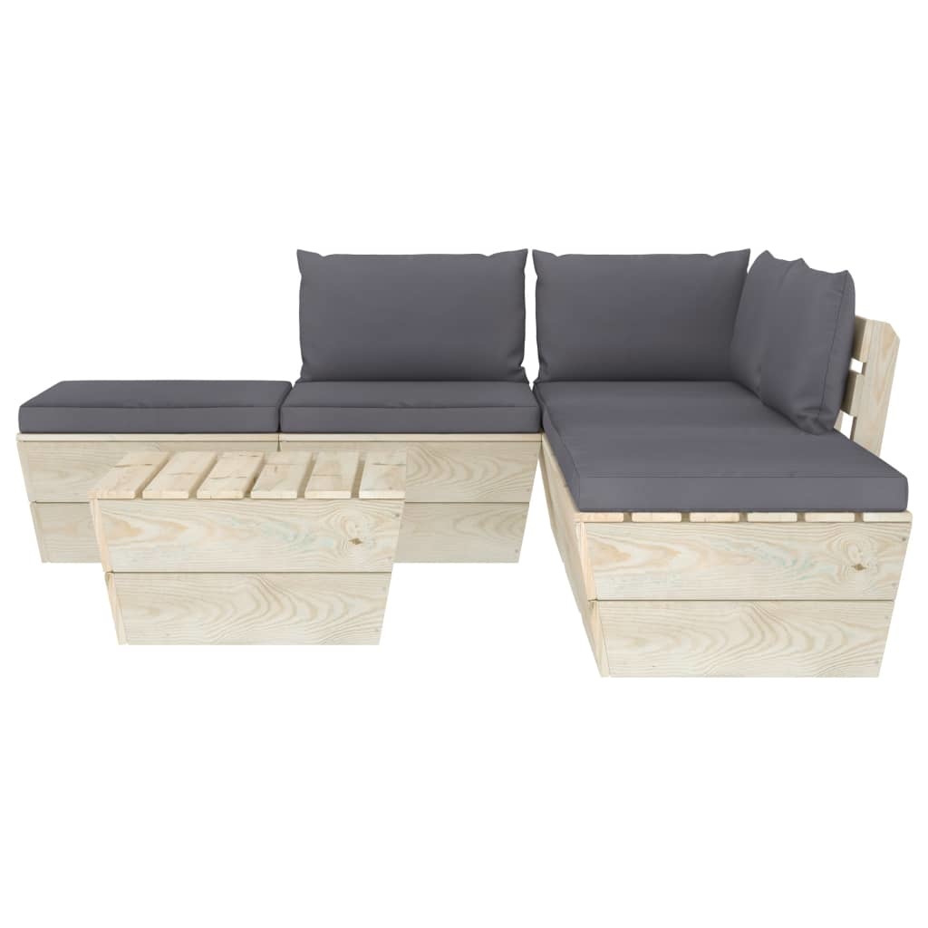 vidaXL 6-delige Loungeset met kussens pallet vurenhout