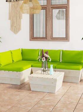 VidaXL 5-delige Loungeset met kussens pallet vurenhout