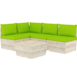 vidaXL 5-delige Loungeset met kussens pallet vurenhout