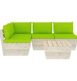 vidaXL 5-delige Loungeset met kussens pallet vurenhout