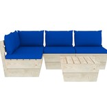 vidaXL 5-delige Loungeset met kussens pallet vurenhout