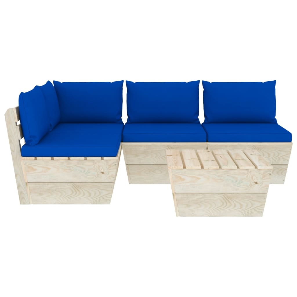 VidaXL 5-delige Loungeset met kussens pallet vurenhout