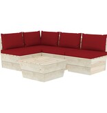 VidaXL 5-delige Loungeset met kussens pallet vurenhout