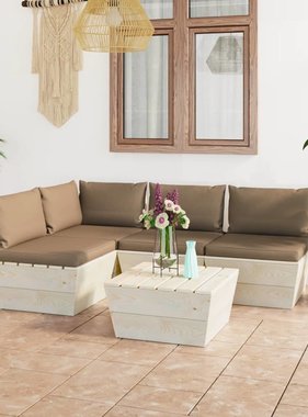 VidaXL 5-delige Loungeset met kussens pallet vurenhout