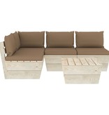 VidaXL 5-delige Loungeset met kussens pallet vurenhout