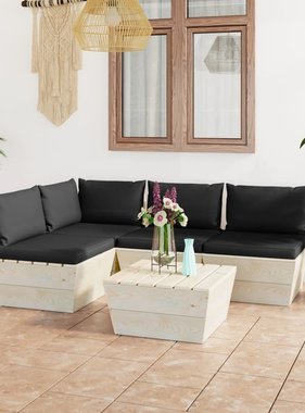 VidaXL 5-delige Loungeset met kussens pallet vurenhout