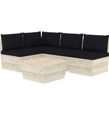 VidaXL 5-delige Loungeset met kussens pallet vurenhout