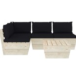 VidaXL 5-delige Loungeset met kussens pallet vurenhout