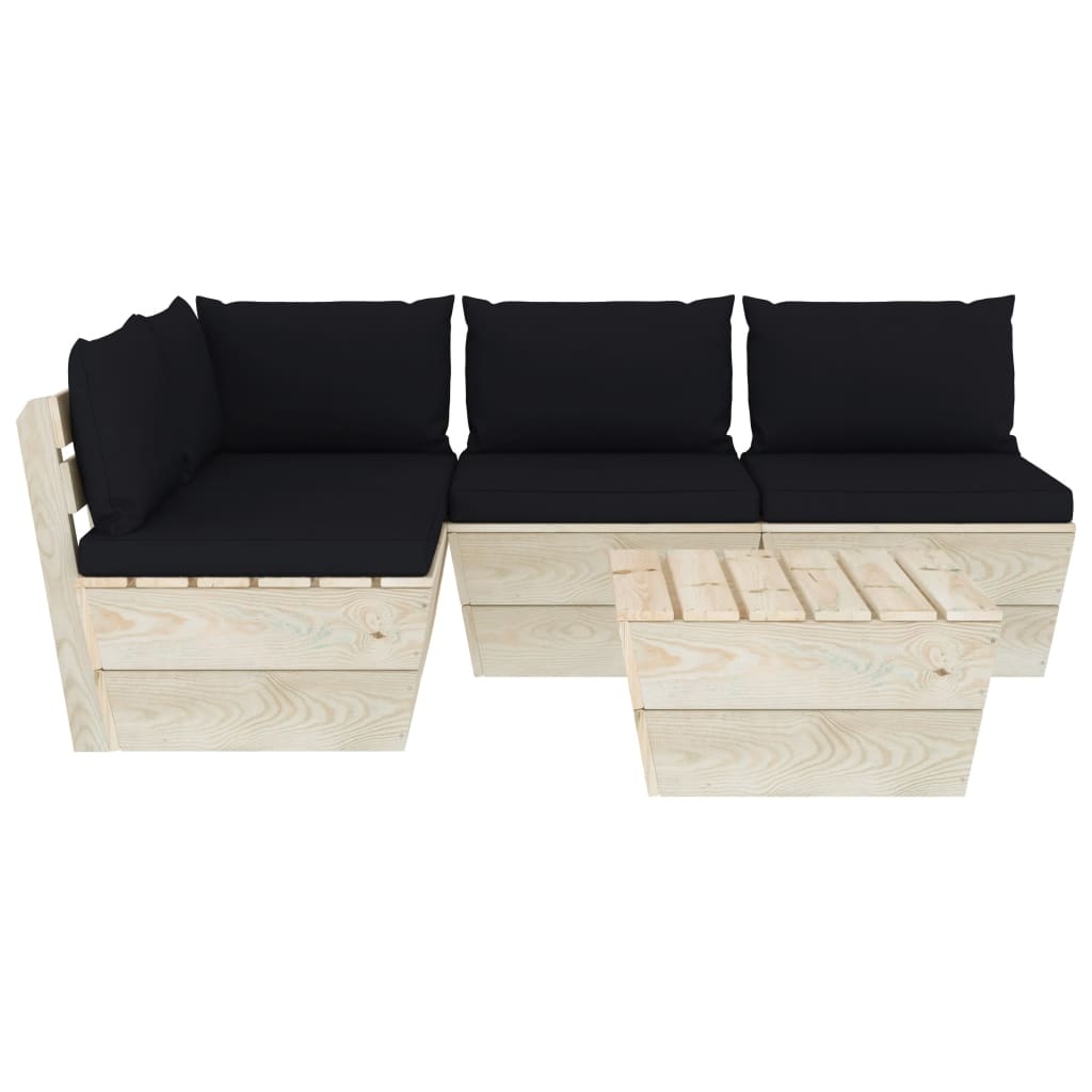 VidaXL 5-delige Loungeset met kussens pallet vurenhout