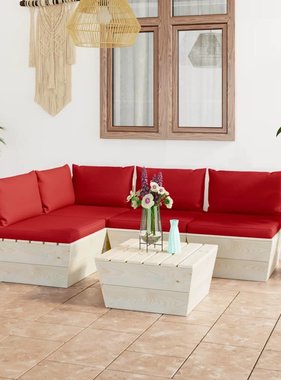 VidaXL 5-delige Loungeset met kussens pallet vurenhout