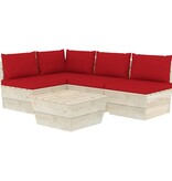 VidaXL 5-delige Loungeset met kussens pallet vurenhout