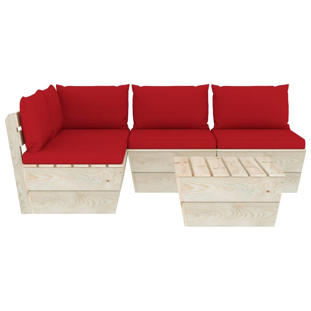 VidaXL 5-delige Loungeset met kussens pallet vurenhout