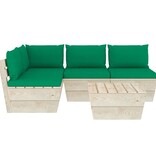 VidaXL 5-delige Loungeset met kussens pallet vurenhout