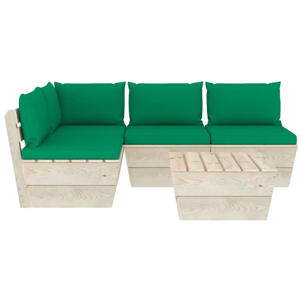VidaXL 5-delige Loungeset met kussens pallet vurenhout