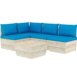 VidaXL 5-delige Loungeset met kussens pallet vurenhout