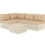VidaXL 5-delige Loungeset met kussens pallet vurenhout