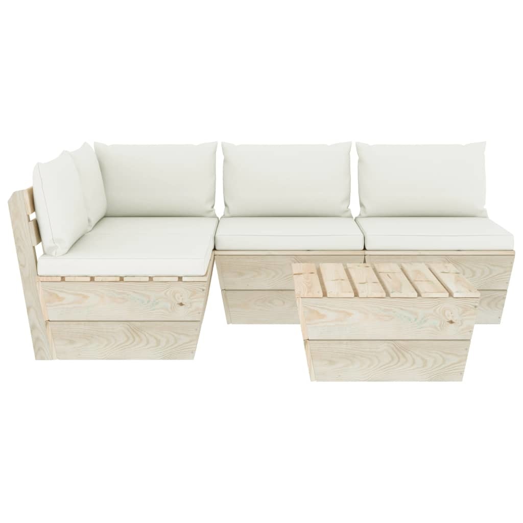 VidaXL 5-delige Loungeset met kussens pallet vurenhout