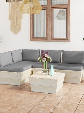 VidaXL 5-delige Loungeset met kussens pallet vurenhout