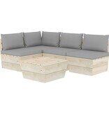 VidaXL 5-delige Loungeset met kussens pallet vurenhout