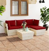 VidaXL 5-delige Loungeset met kussens pallet vurenhout
