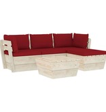 VidaXL 5-delige Loungeset met kussens pallet vurenhout