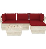 VidaXL 5-delige Loungeset met kussens pallet vurenhout