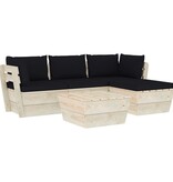 VidaXL 5-delige Loungeset met kussens pallet vurenhout
