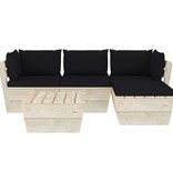 VidaXL 5-delige Loungeset met kussens pallet vurenhout