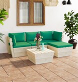 VidaXL 5-delige Loungeset met kussens pallet vurenhout