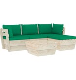 VidaXL 5-delige Loungeset met kussens pallet vurenhout