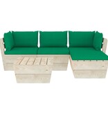 VidaXL 5-delige Loungeset met kussens pallet vurenhout