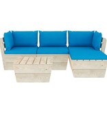 VidaXL 5-delige Loungeset met kussens pallet vurenhout
