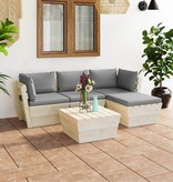VidaXL 5-delige Loungeset met kussens pallet vurenhout