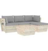 VidaXL 5-delige Loungeset met kussens pallet vurenhout