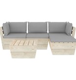 VidaXL 5-delige Loungeset met kussens pallet vurenhout