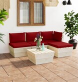 VidaXL 5-delige Loungeset met kussens pallet vurenhout
