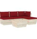 VidaXL 5-delige Loungeset met kussens pallet vurenhout