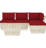VidaXL 5-delige Loungeset met kussens pallet vurenhout