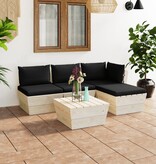 VidaXL 5-delige Loungeset met kussens pallet vurenhout